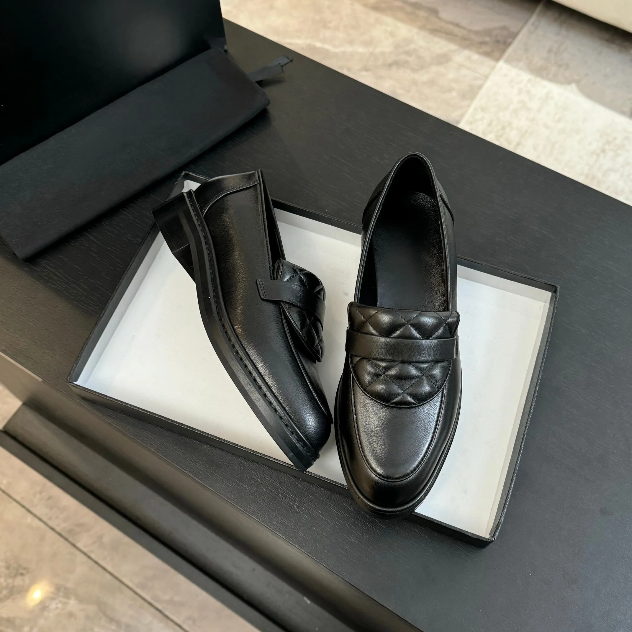 2026 High Quality Autumn women shoes classic slip on footwear durable low block heel dress shoes ch25021332