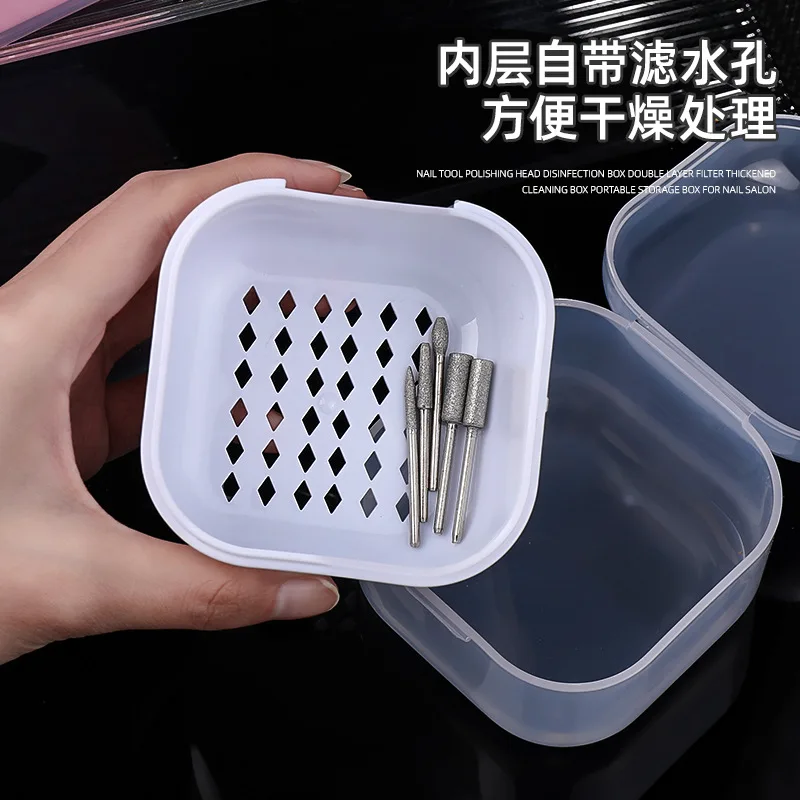 Multi-purpose Nail Tool Disinfection Container Double Layer Separate Cleaning Box