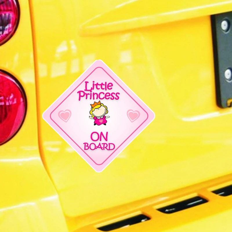 ملصق تحذير للسيارة باللون الوردي للأميرة الصغيرة "On Board" ملصق سيارة مقاوم للماء للديكور الداخلي الخارجي لنافذة السيارة #4