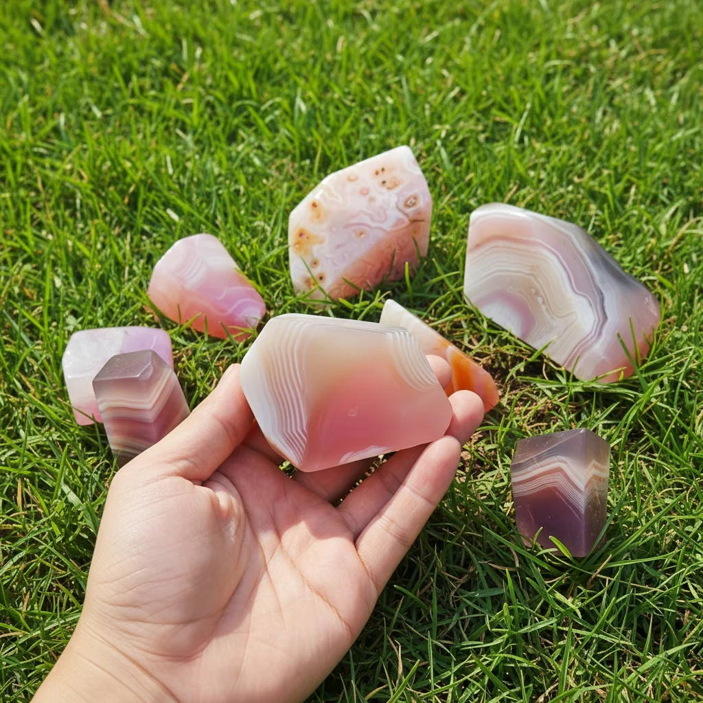 1PC Pink agate (irregular shape), Deep Mineral deposits, Shapes with Smooth Glossy Finish
