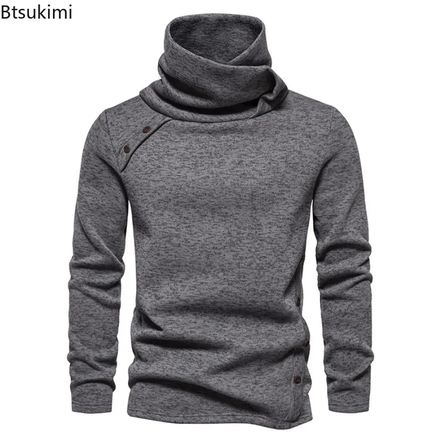 New 2024 Men's Thick Warm Sweaters Vintage Trend Knit Pullovers Man Turtleneck Sweater Soft Casual Knitwear Sweater for Men Tops