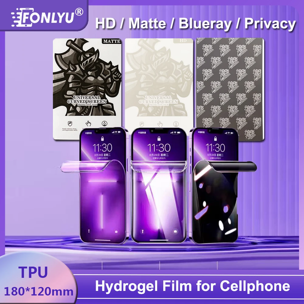 FONLYU 50pcs TPU Film for Smart Phones Hydrogel Movie Screen Protector for Plotter Cutting Machine HD Matte Blueray Privacy Film