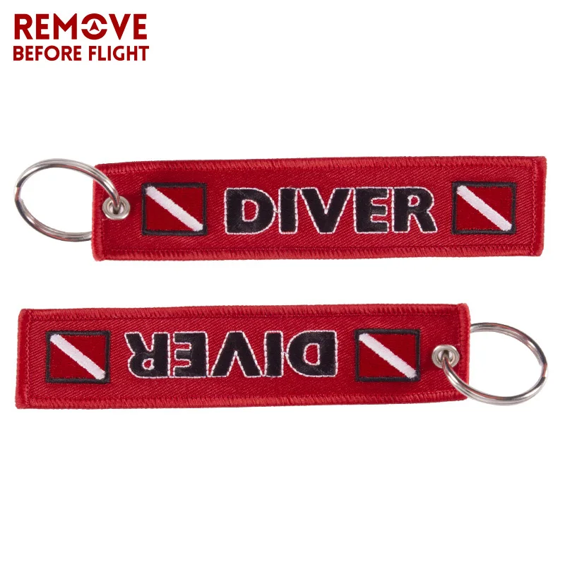 5PCS Diver Keychain Emboridery Keyring Pendant Tags Keychain Rectangle Keyring For Diver Bag Luggage Tag Aviation Gifts