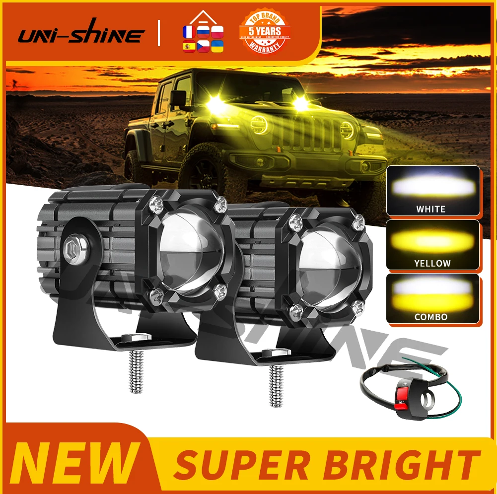 

UNISHINE Strobe LED Work Light 2" 3500K /6500K 50000LM Super Bright additional Spot Fog Light For Moto 4X4 UTE Auto Offroad 12V