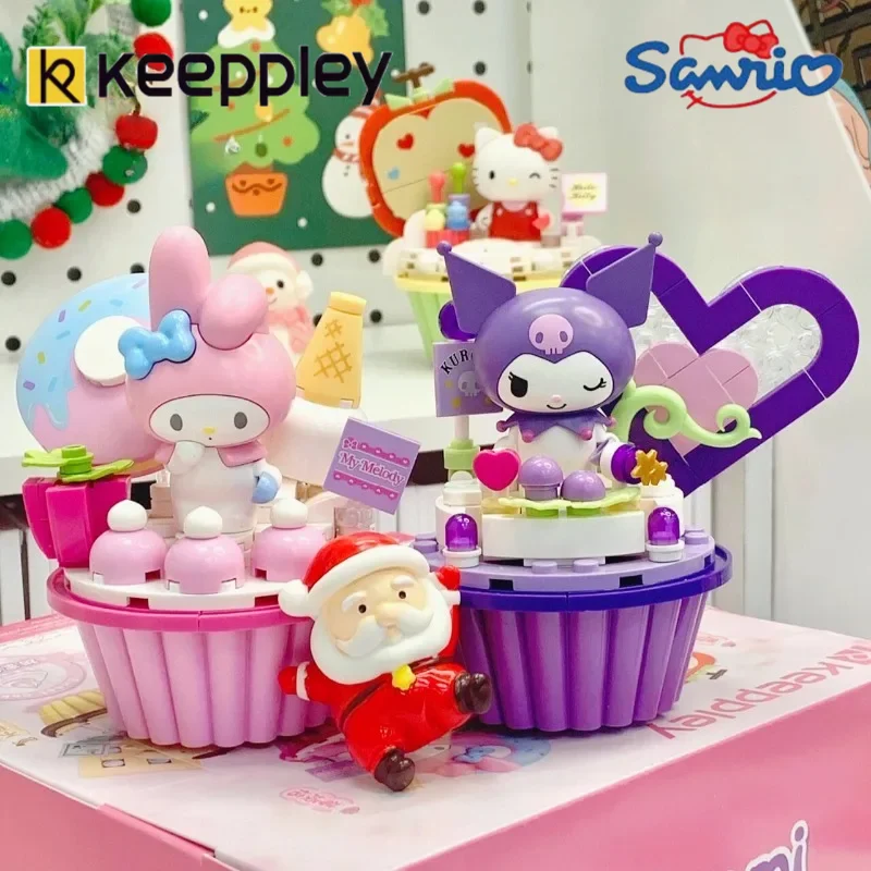 Keeppley-décennie s de construction Sanurgente pour filles, Kuromi Pochacco, Hello Kitty, modèle de tasse à gâteau, jouet de décoration de salle d'assemblage, cadeau de vacances