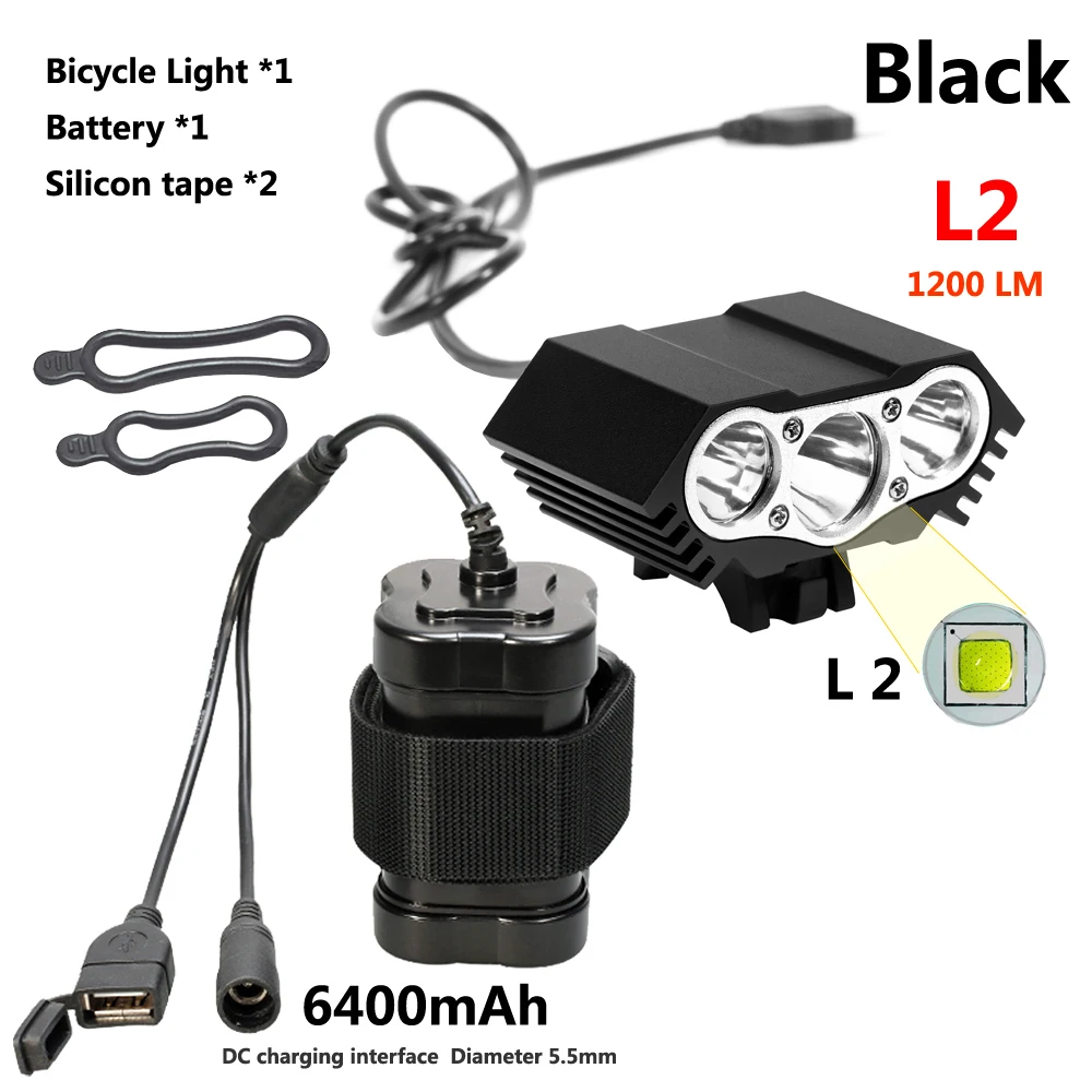 

LED Bicycle Light 4 Mode T6/L2 Bike Front Light Strong Cycling Lamp Lantern USB 6400mAh Battery Mtb Waterproof Bike Accessories