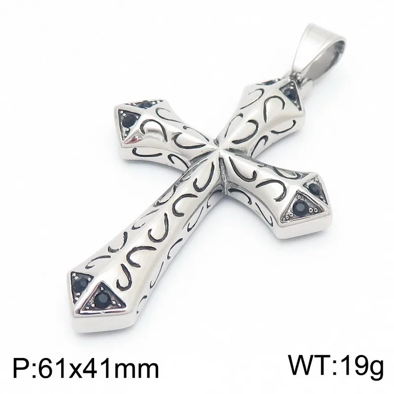 Mens Gifts Gothic Jewelry Stainless Steel Vintage Cross Pendant Necklace Rope Chain 4mm 22inch