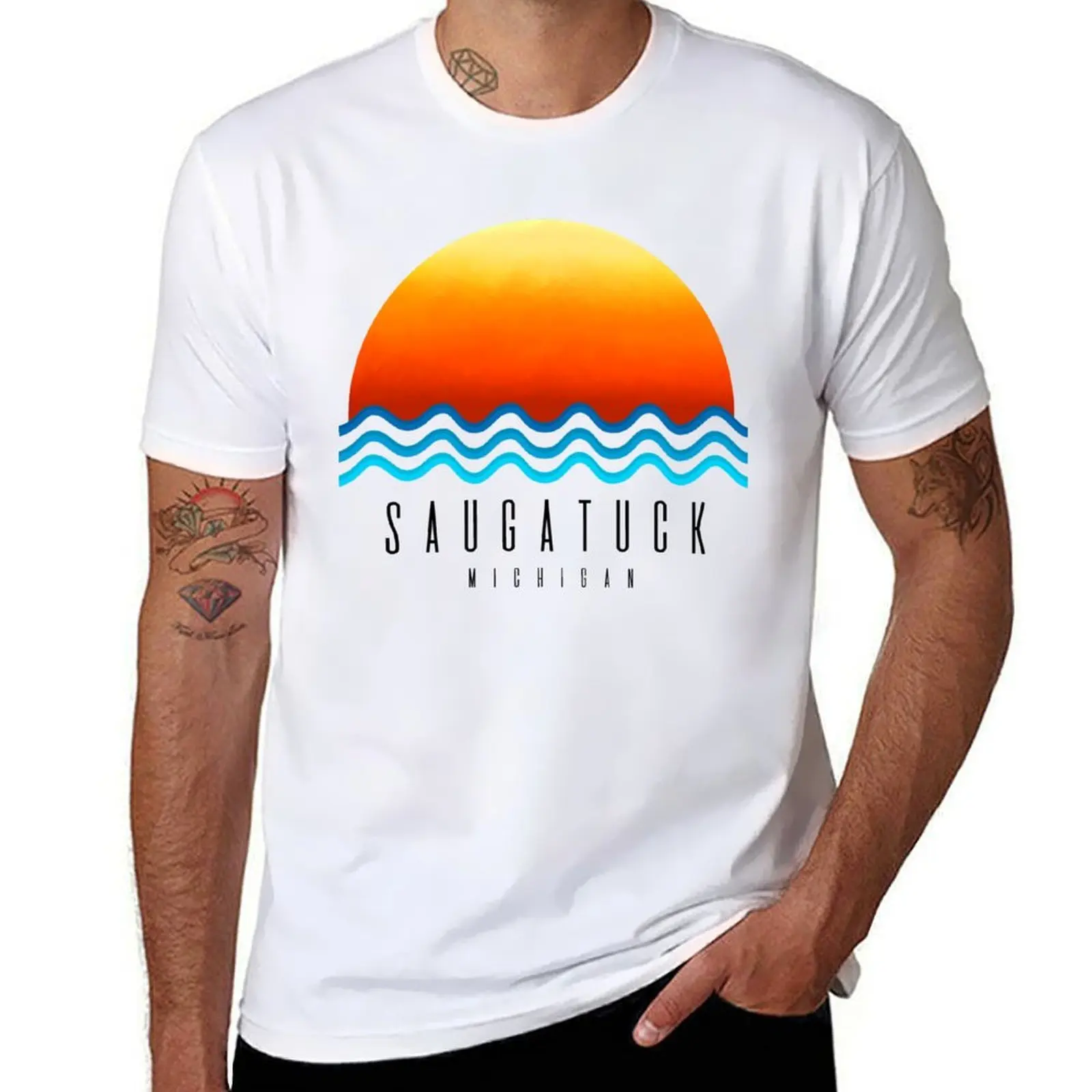 

Saugatuck Michigan T-Shirt g man t shirts for men t shirt man cotton T-Shirt