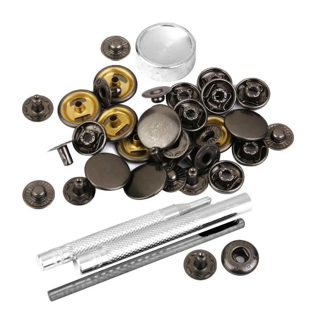Snap Fastener Tool Set Steel Button Punch Kit for Press Studs 11 to 15mm for DIY Sewing
