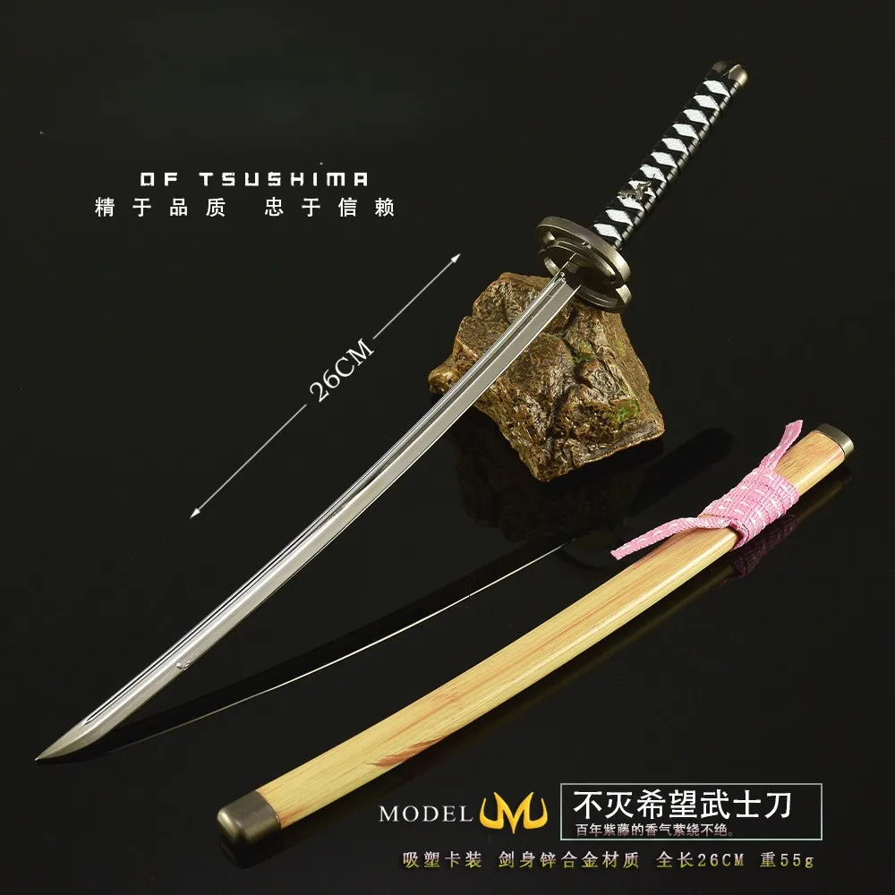 كاماكورا عصر لا قابل للتفكيك الأمل سيف ساموراي 26 سنتيمتر لعبة الشكل الطرفية المعادن كاتانا نموذج تمثال سطح المكتب هدية عيد ميلاد لعبة #3