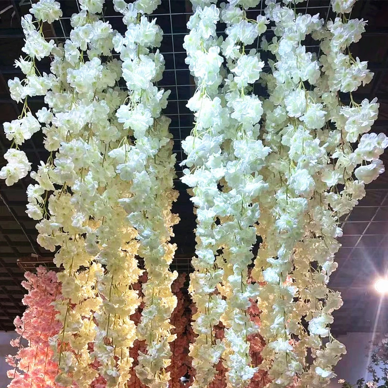 Artificial Cherry Blossom Vine Air Conditioning Pipes Wrapped with Vines To Cover Wedding Decorations Artificial Peach Blossoms