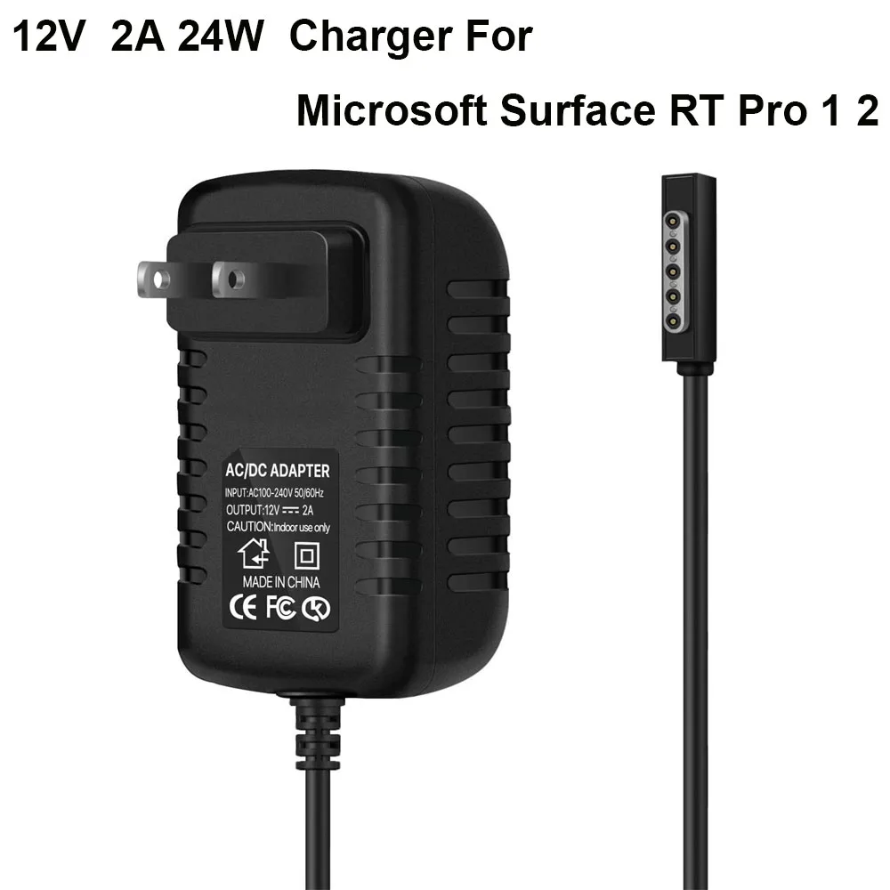 24W 12V 2A Portable Charger Power Supply for Microsoft Surface RT Surface Pro 1 and Surface 2 1512 Charger