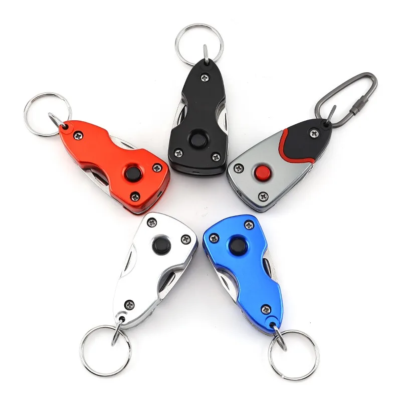 Multifunctional Outdoor 6-in-1 Folding Knife Mini Pocket Keychain Multitool Bottle Opener Screwdriver Blade LED Survival Tool