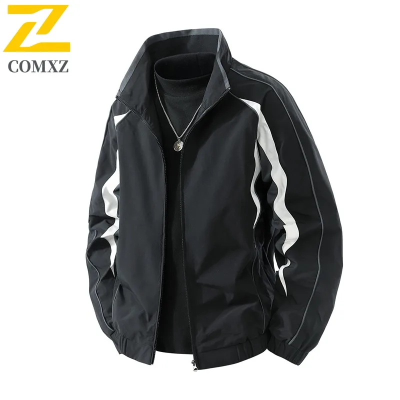 

COMXZ Men Windbreaker Coat Breathable Lightweight Stand Collar Outdoor Cycling Motocross Coats Autumn Trendy Gorpcore Jacket