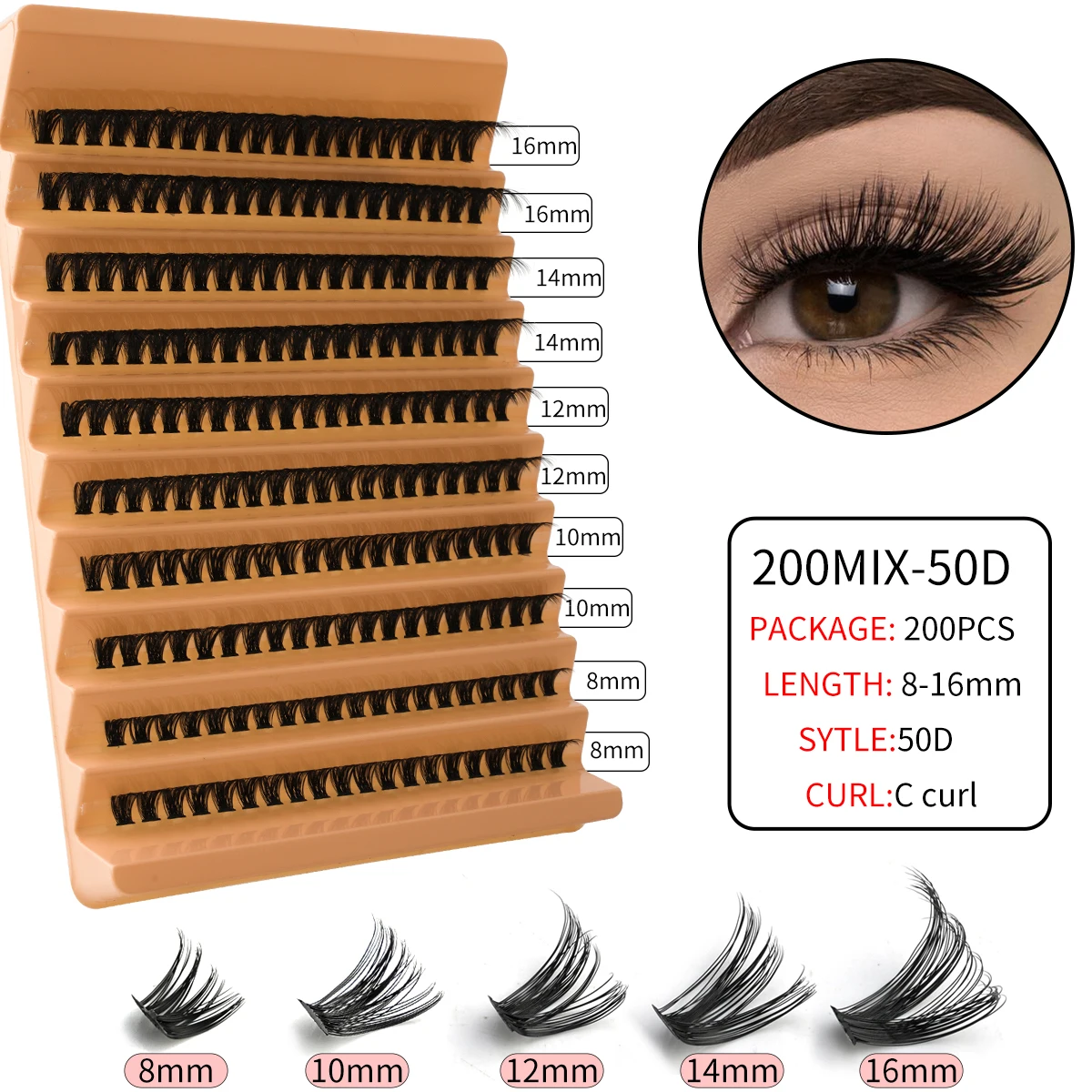 YSDO 10/14 Reihen natürliche Wimpernverlängerung vorgefertigte Volumenfächer einzelne Wimpern Nerz falsche Wimpern Cluster Wimpern Make-up Zilien – Detail 25