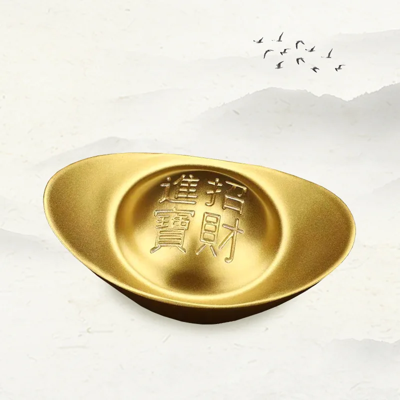 Brass Sand-Gold , Solid Copper Ingot Ornament, Attracting Wealth And Prosperity, Suitable For Display In The Living Roo