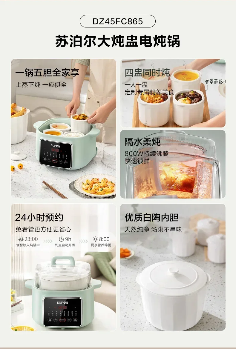 Piccola pentola elettrica automatica per stufato in ceramica domestica speciale per la salute: preparare zuppe e porridge.