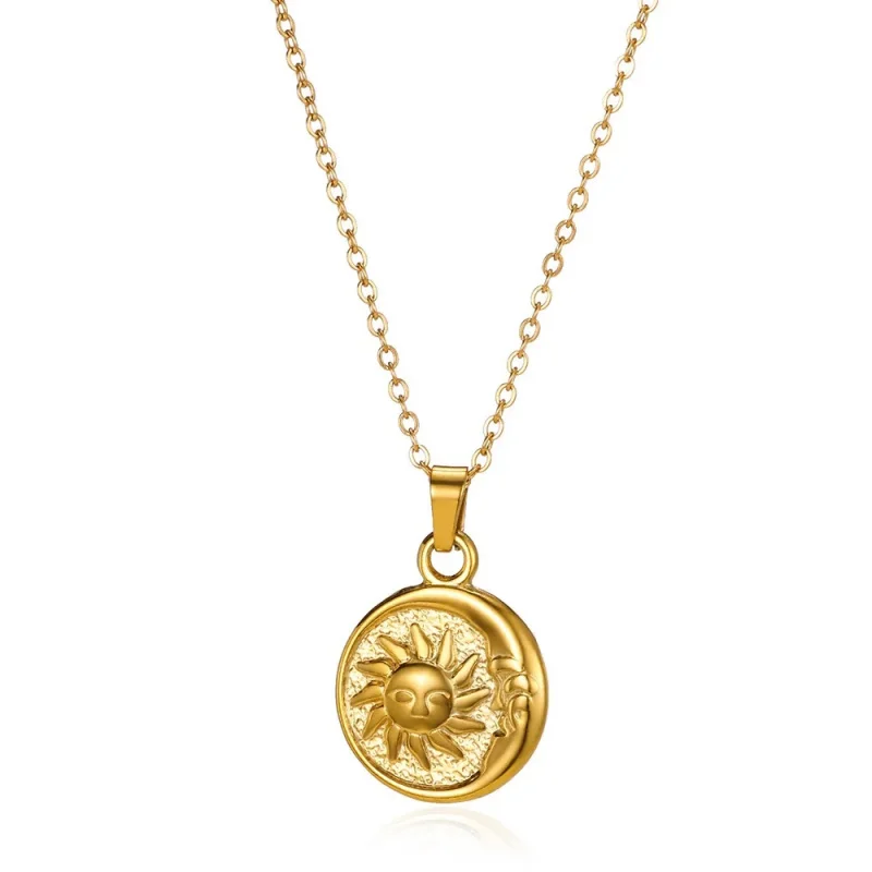Stainless Steel Geometric Necklace For Women Sun Sunflower Pendant Clavicle Chain Fashion Aesthetic Jewelry Accessories Femme