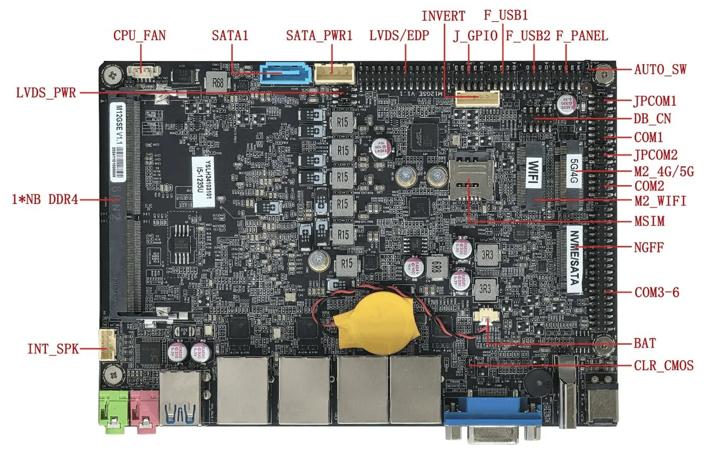 اللوحات الأم 4 بوصة M12GSE تدعم Alder Lake الجيل الثاني عشر I3 1215U ستة النوى DDR4 32G RJ45_LAN Wind10/11 نظام لينكس