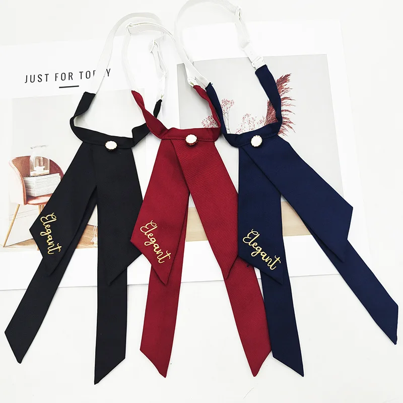Solid color JK bow tie female Korean college style bow graduation photo Bachelor's uniform embroidered collar flower ribbon
