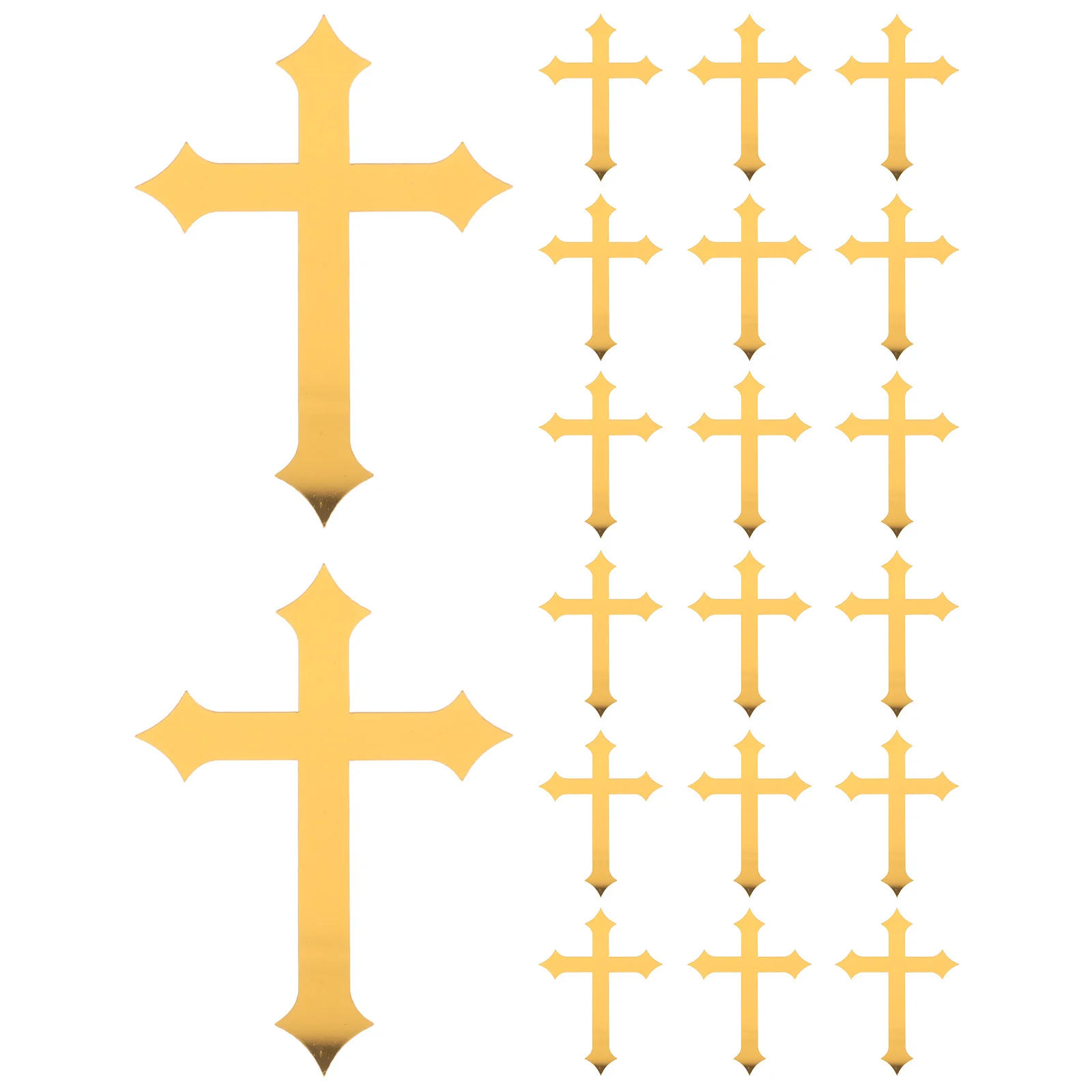 

20pcs Baptism Toppers Gold Acrylic Cross Design Religious Celebration Decorations Mirror Finish Secure Insert For Baby Baptism