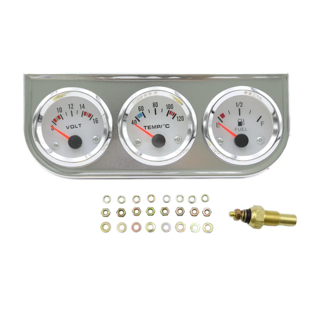 52mm 3-in-1 Vehicle Gauge Kit Measures Oil Level Battery Voltage and Engine Coolant Temp for Cars Trucks and SUVs