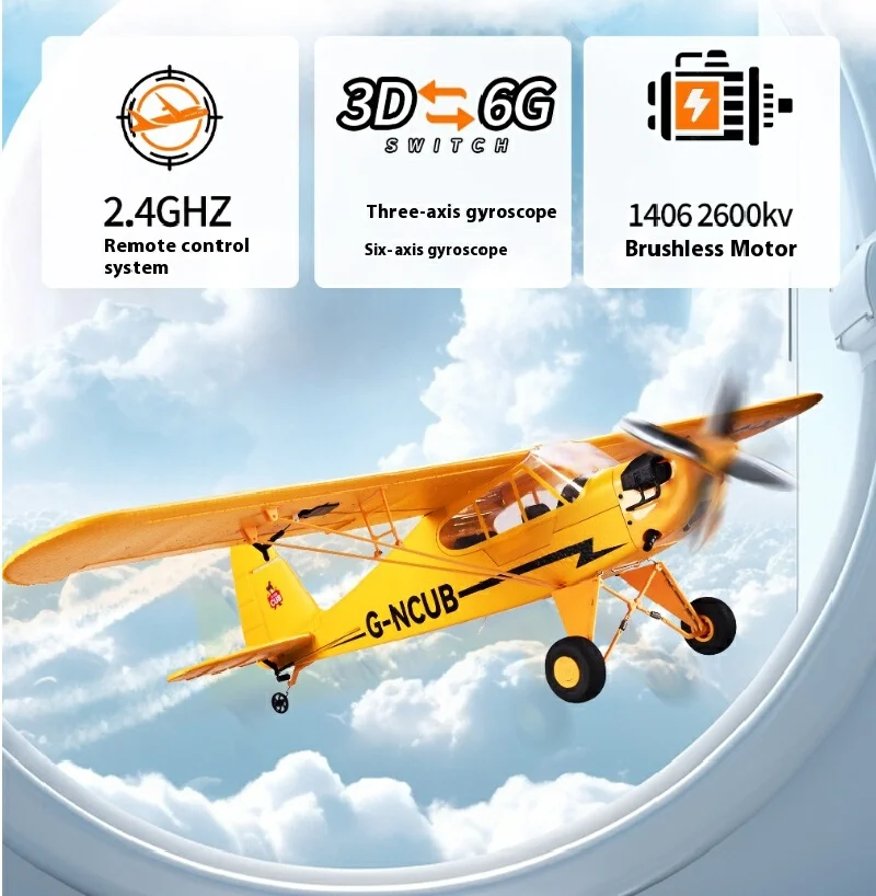 

Uno J3-Cub Four Channel RC Airplane Remote-Controlled Brushless Electric Model EPP Glider Fixed Wing for Toys And Hobbies