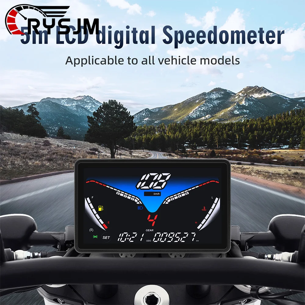 5-inch Large Screen LED Motorcycle Speedometer Otorcycle Electronic Dashboard Led Digital Speedometer Moto Odometer with Sensors