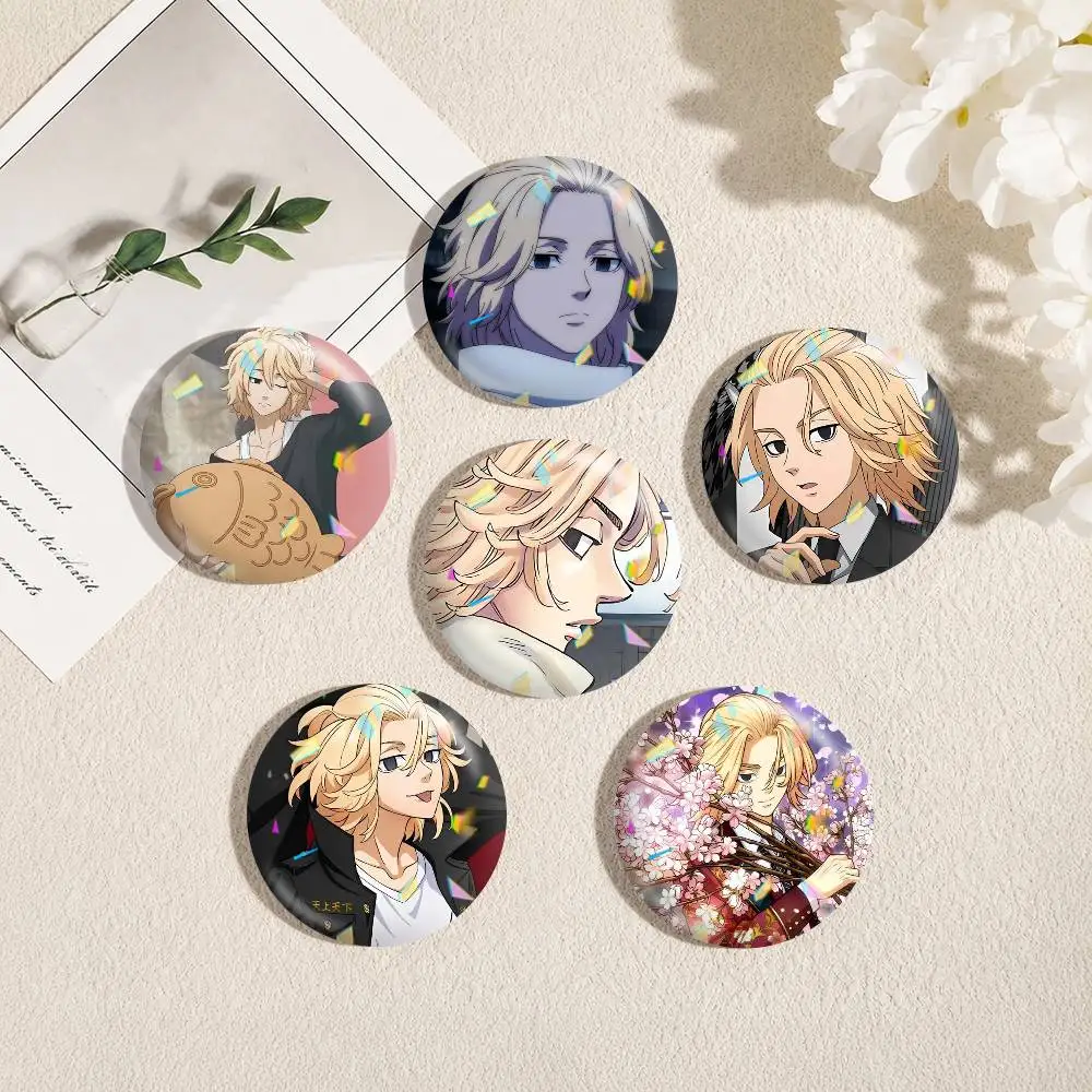 Tokyo Revengers Manjiro Sano 25 32 44 58 75mm Badges Personalized Round Brooches Pins Accessory Gift