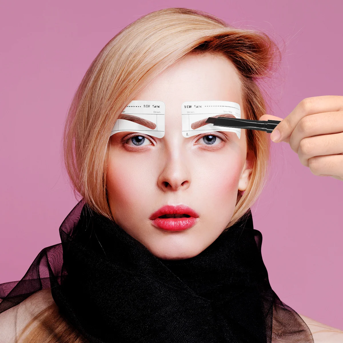 Frcolor 10PCS Eyebrow Stencils Adhesive Eye Brow Grooming Shaping Templates DIY Makeup Beauty Tools Eyebrow templates