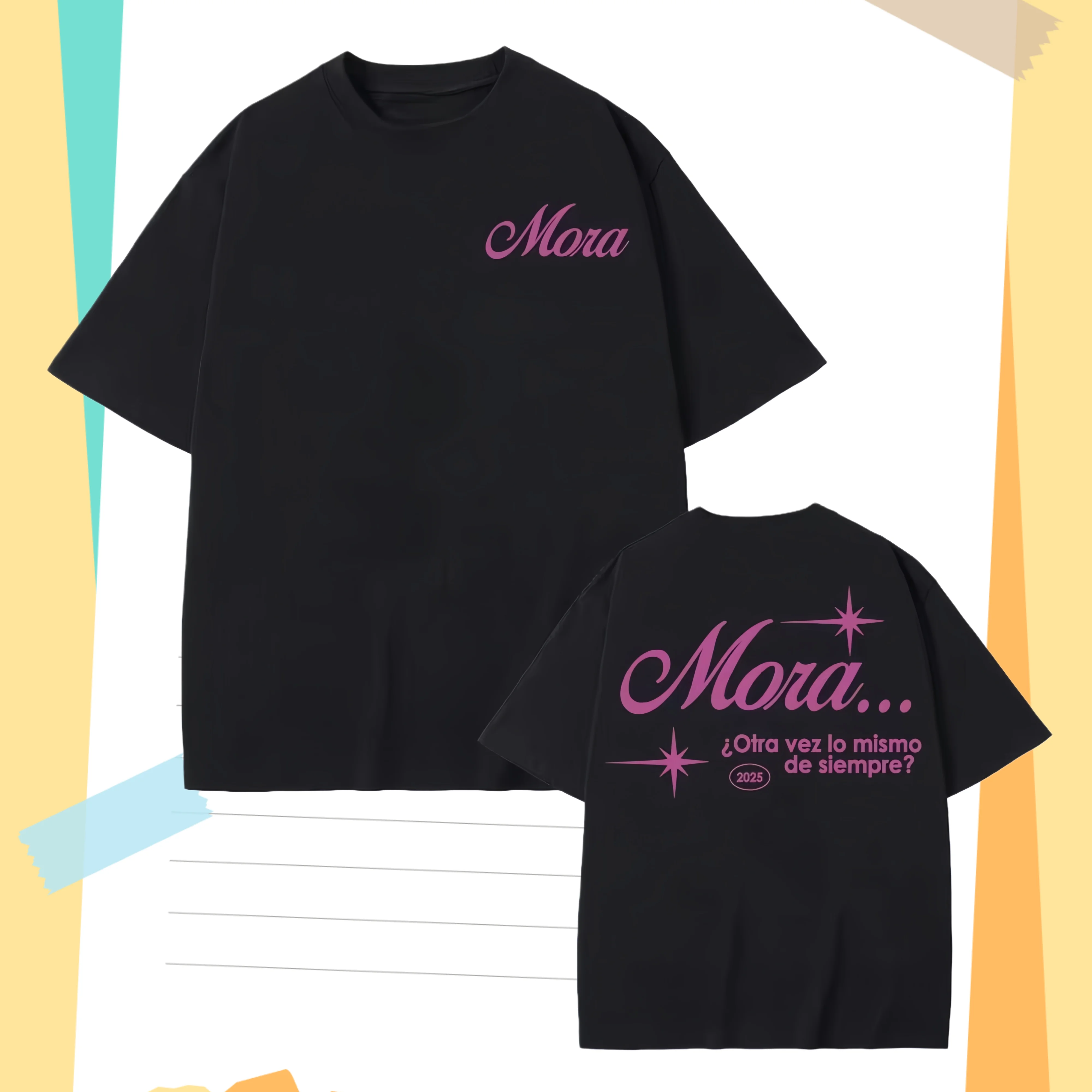 

Весенне-летняя хлопковая футболка с принтом Mora для мужчин и женщин, ретро и модная повседневная футболка с короткими рукавами и круглым вырезом