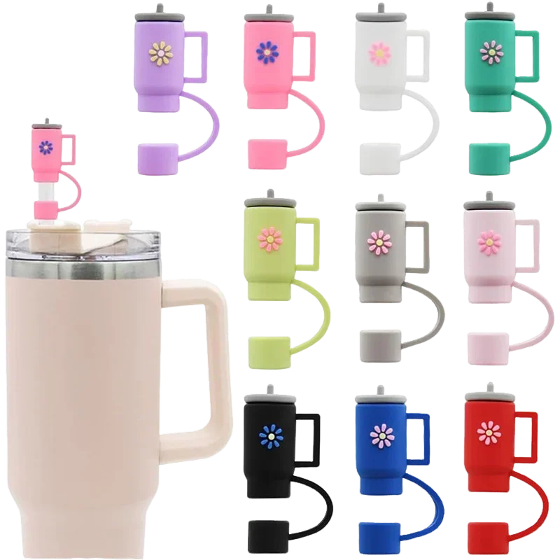 

10Pcs Straw Cover Cap Cup Silicone Straw Topper Compatible with 30&40 Oz Tumbler with Handle 10mm Straw Tip Covers