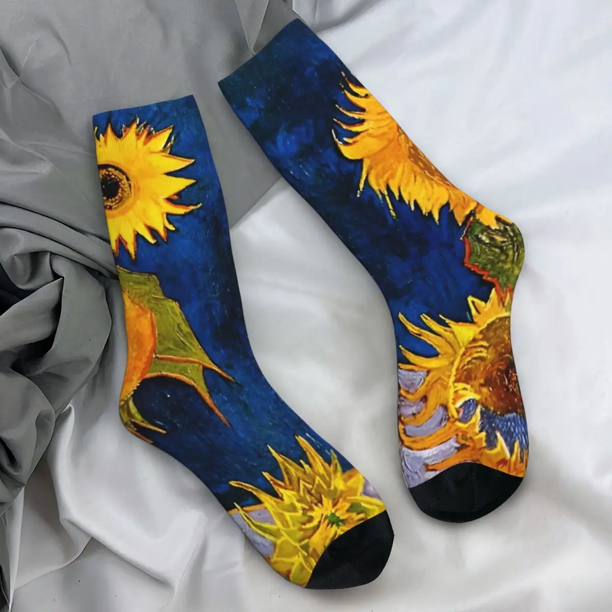 Vincent Van Gogh Socks Vase with Five Sunflowers Casual Stockings Spring Non Skid Adults Men Socks Graphic Outdoor Sports Socks