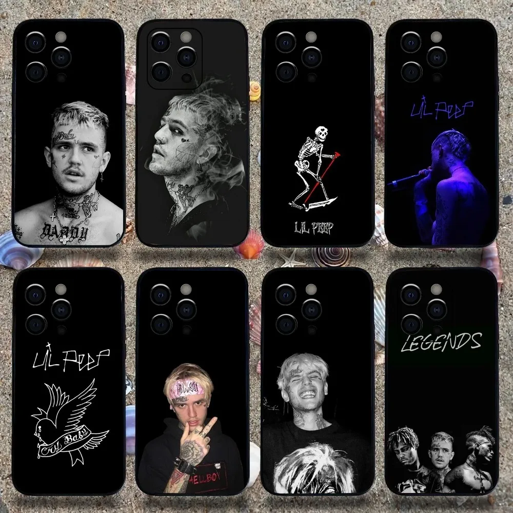 Rapper L-Lil Peep Phone Case For Apple iPhone 15,14,13,12,11,Pro,X,XS,Max,XR,Plus,Mini Soft Black Cover