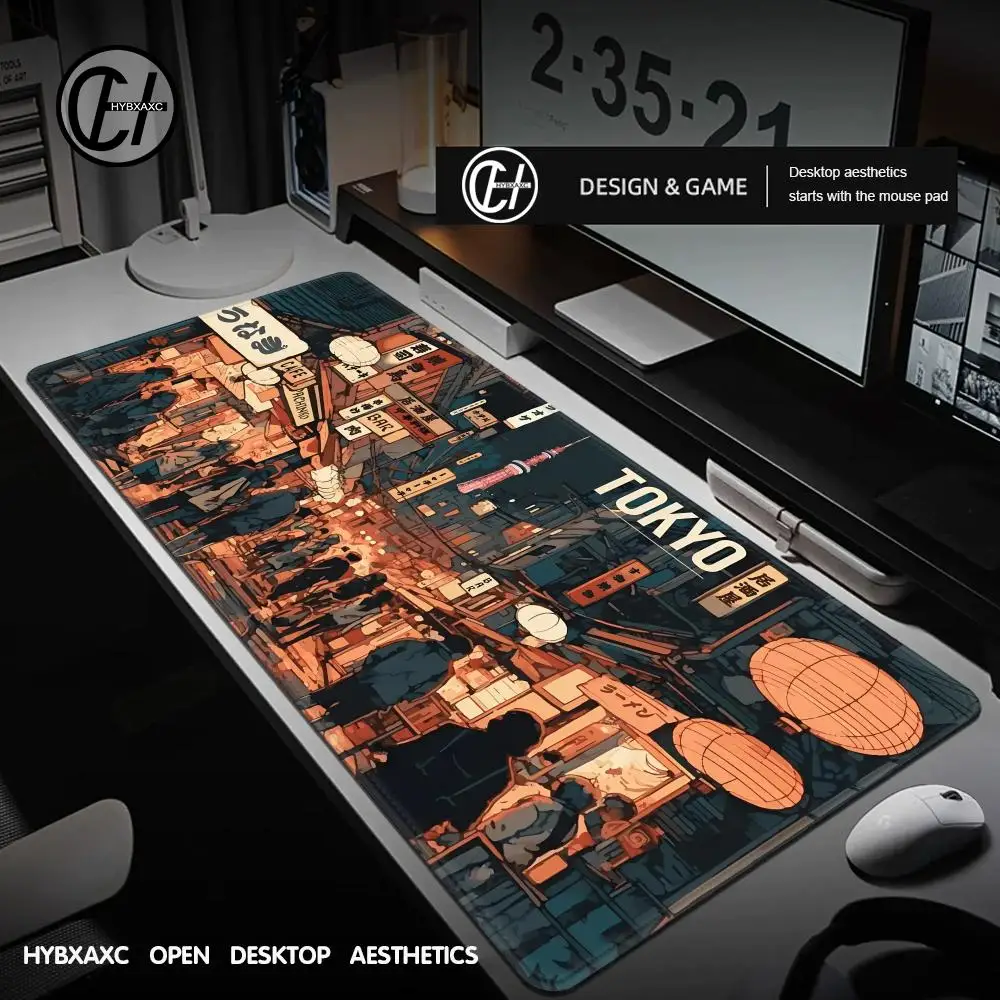 Japanese Street Gaming Mouse Pad Large office Desk Mat Anime Pads for Extended Keyboard pad with Non-Slip Base