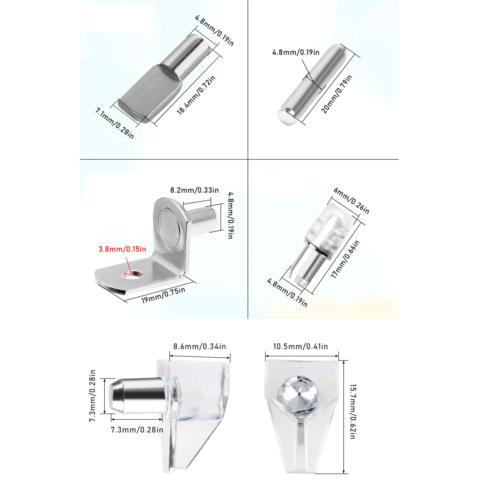 20/40pcs Shelf  Pegs Pins,L-Shaped Clips Holders for Cabinet Furniture
