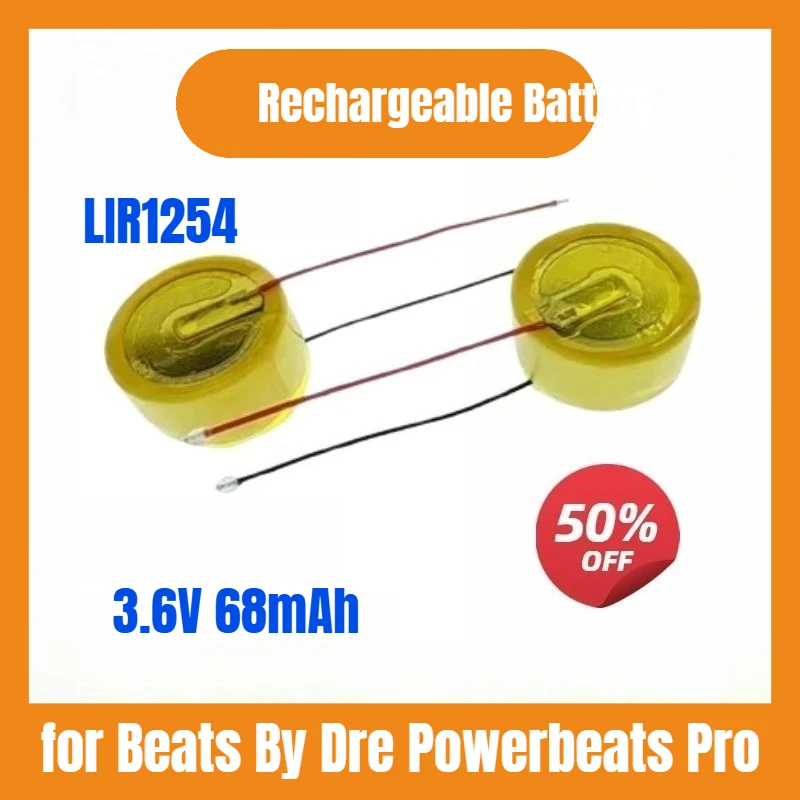 

LIR1254 A4 3,6 В 68 мАч литий-ионная аккумуляторная батарея LIR1254 для гарнитуры Beats By Dre Powerbeats Pro