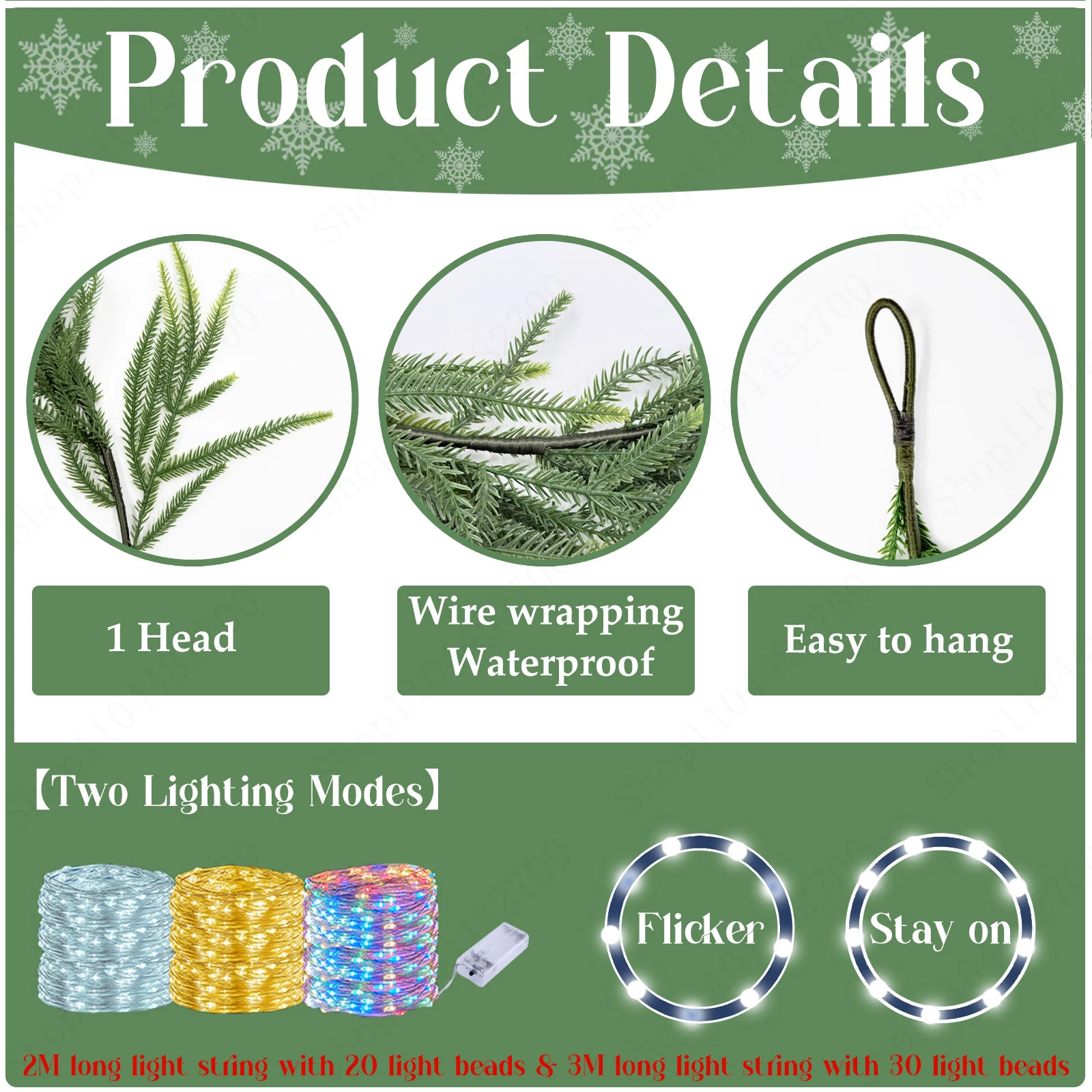 1-12 قطعة جديد عيد الميلاد نورفولك الصنوبر جارلاند مع مصباح ليد واقعية الاصطناعي نورفولك الصنوبر أكاليل حفلة عيد الميلاد ديكور المنزل