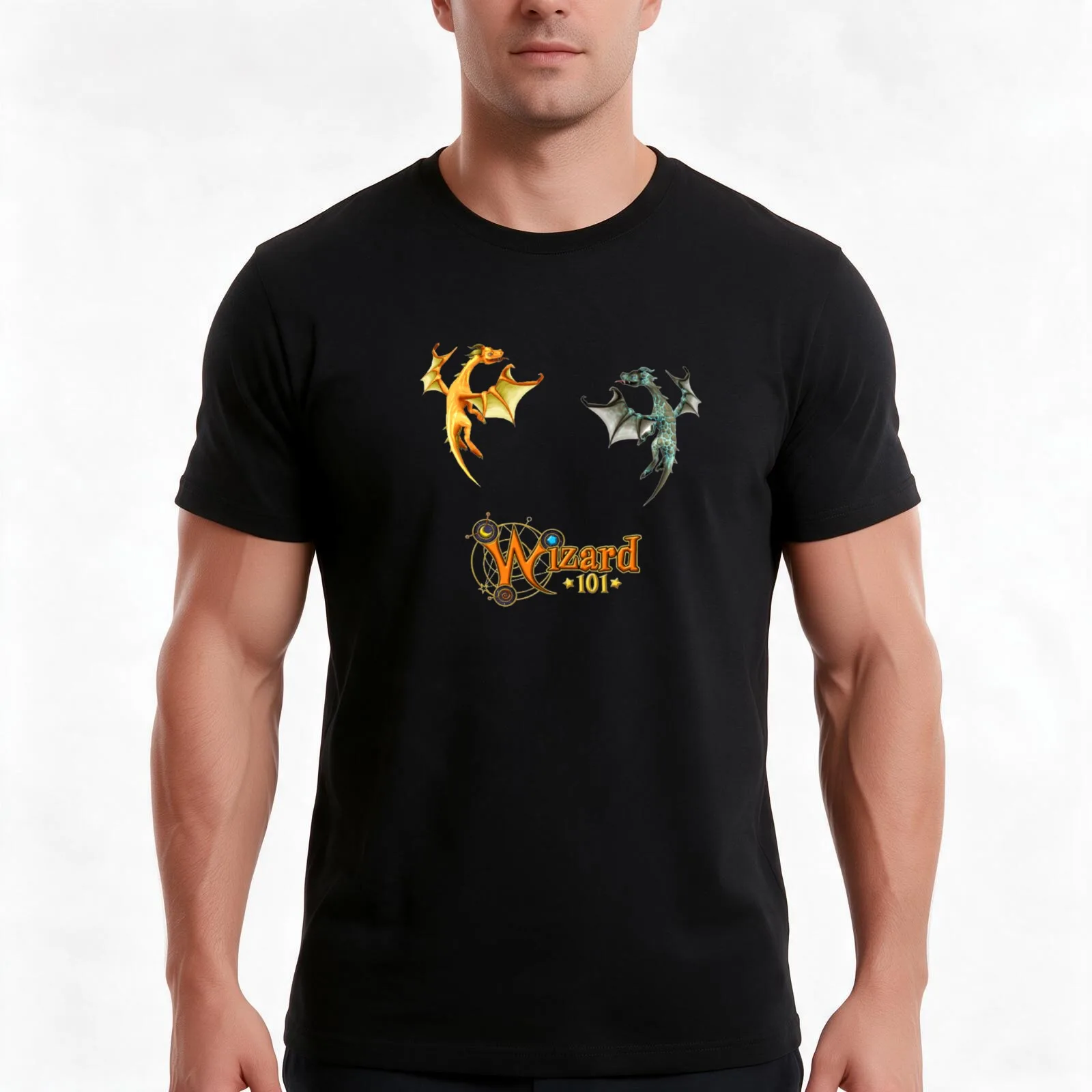 wizard101 T-Shirt, Summer Casual Cotton Tee, Oversized Streetwear Tops, Vintage Graphic Print, Loose Fit Short Sleeve