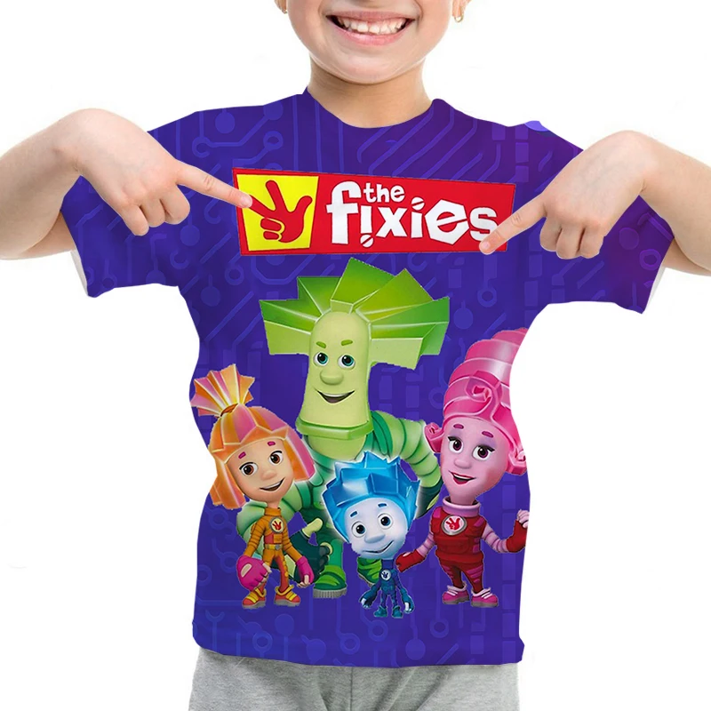 Cartoon The Fixies Printed T Shirt Boys Girls Kids Summer Crewneck Cotton Short Sleeve Funny Cartoon Tshirt Graphic Tees Tops