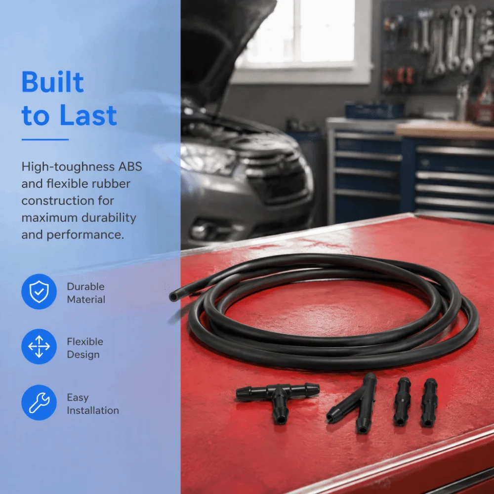1m/3.28ft Windshield Washer Hose PP+Rubber Black Washer Fluid Hose Universal Vehicle Washer System Parts Auto Garage Service