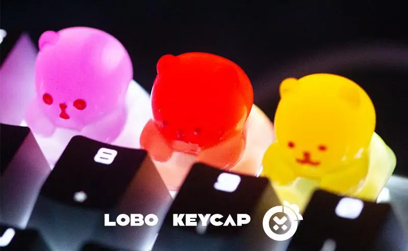 لوبو Keycap الكرتون الدب الصغير غائر شفافة Keycap شخصية الراتنج الفن كيكابس لوحات المفاتيح الميكانيكية لعبة الديكور هدية