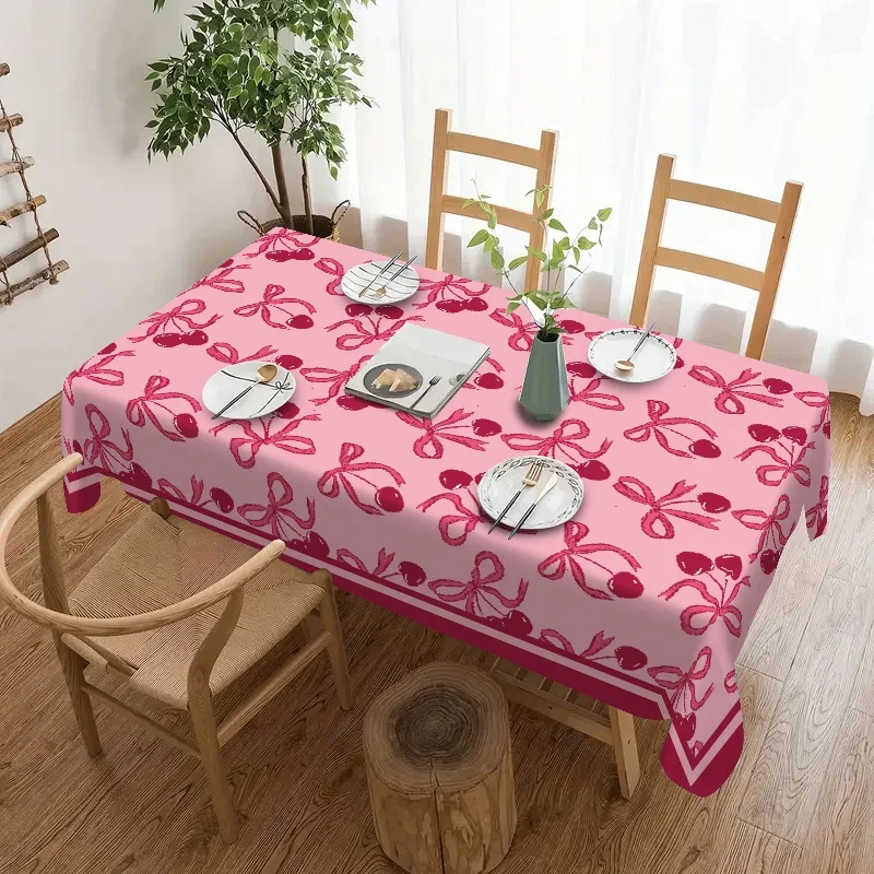 2D printed design, 1pc - 1 piece elegant powder-white water buffalo pattern tablecloth, with cherry blossom cherry printxzj