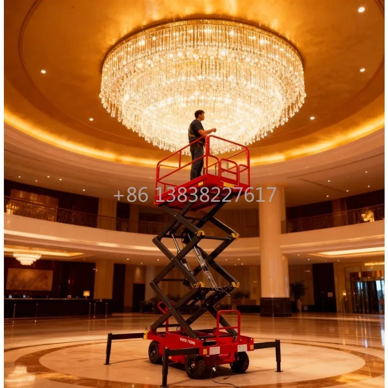 4m-16m Manual Scissor Lift Large Load Capacity Solid Rubber Tires Corrosion-resistant Durable Aerial Work