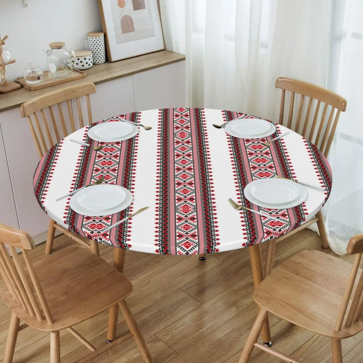 Round Ukraine Vyshyvanka Embroidery Table Cloth Oilproof Tablecloth 40