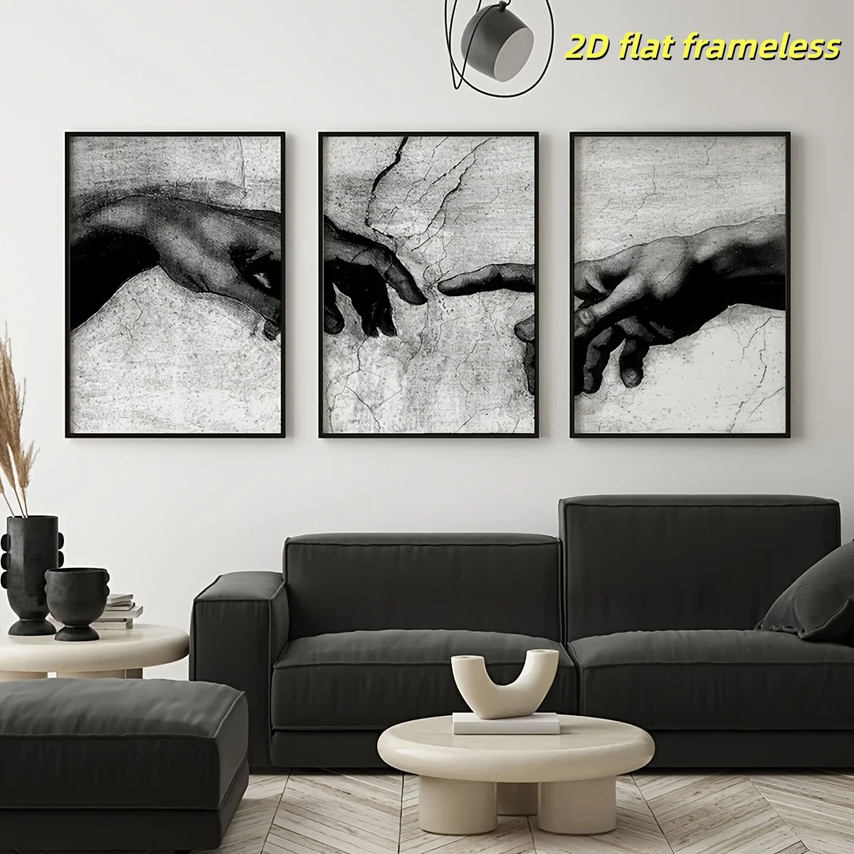 3 vintage black and white Hand of God vintage canvas posters, suitable for living room and office wall decoration 2D flat printi