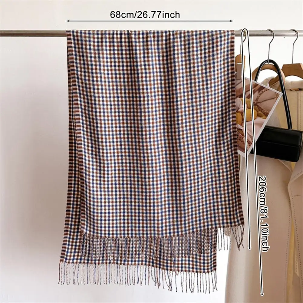 

Women Scarf Plaid Print Knitting Shawl with Tassel Decoration Warm Scarf Versatile Comfortable Hair Accessory Scarf 2025