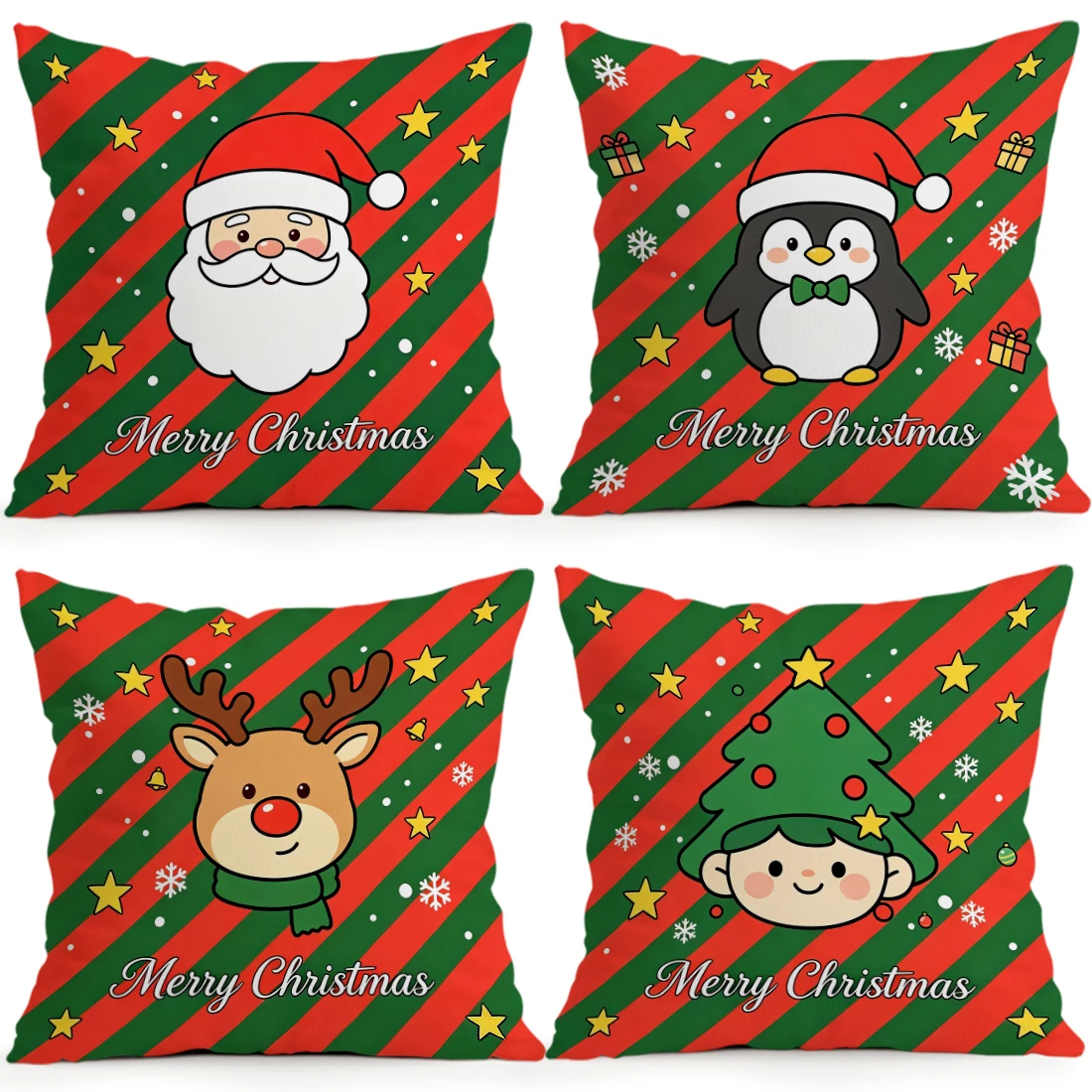 Diagonal Christmas Pillowcase Printed Polyester 40/45/50cm Throw Pillowcover Decorative Sofa Cushion Pillowslip Home Decor