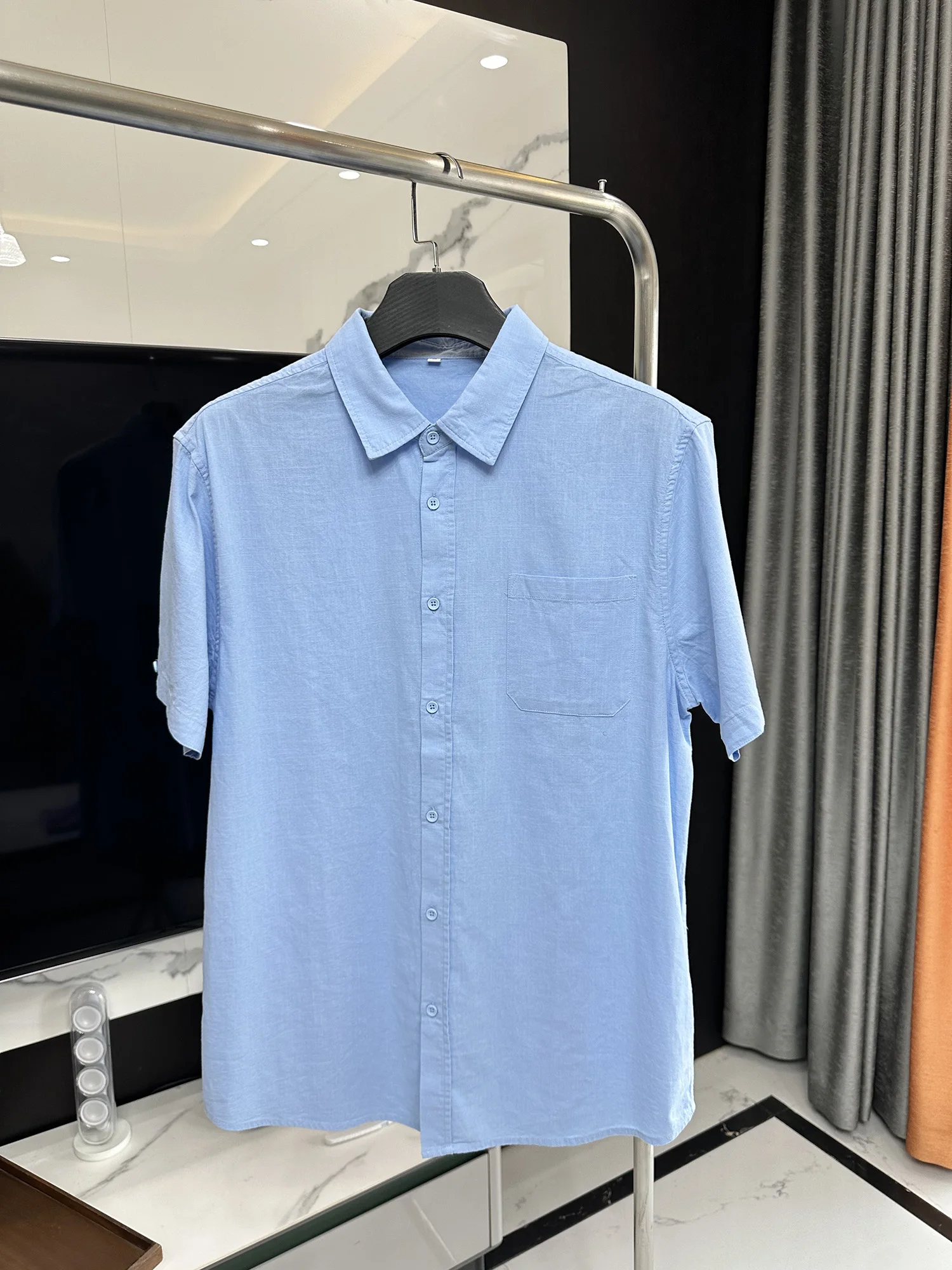 Natural Cotton Linen Blend Short Sleeve Shirt Men's Lightweight Comfortable Skin-friendly Casual Top Breathable Summer Fashio...