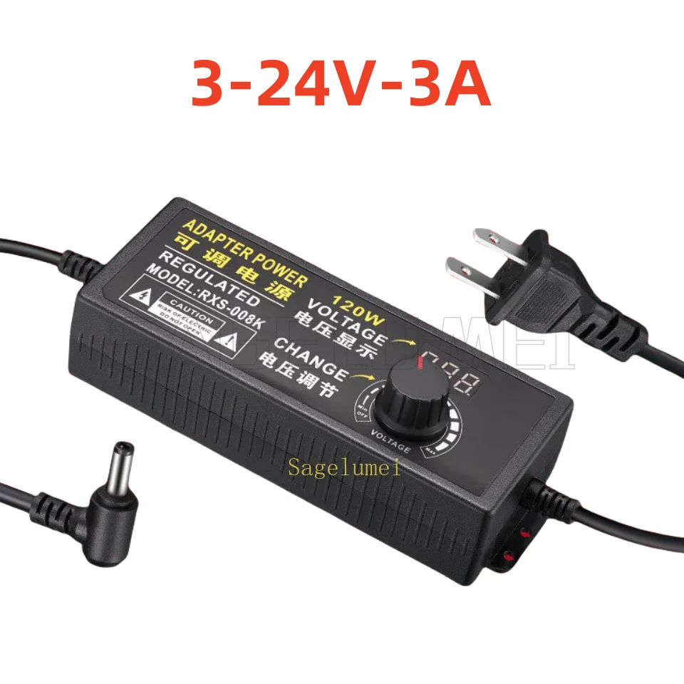 Adjustable Switching Regulated LED Power Supply Converter AC110-220V To DC3-24V 3A/5A 60W 120W Adjustable Voltage Power Adapter